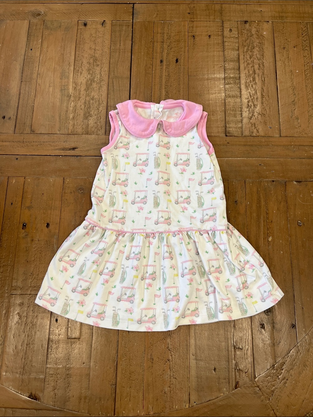 James and Lottie golf print Peter Pan collar drop waist dress 3T preppy boutique